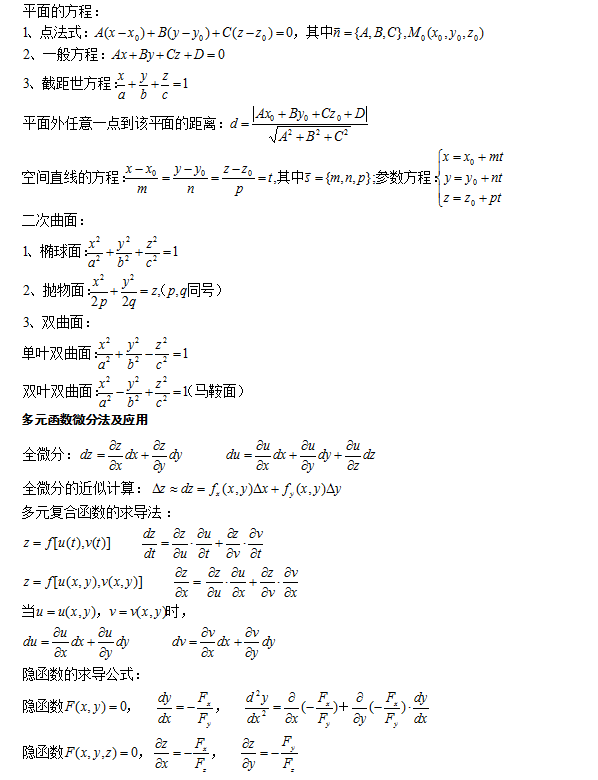 2021年福建成考专升本数学必备公式（二）