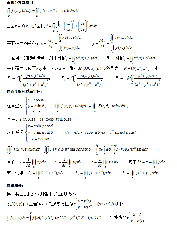 2021年福建成考专升本数学必备公式（二）