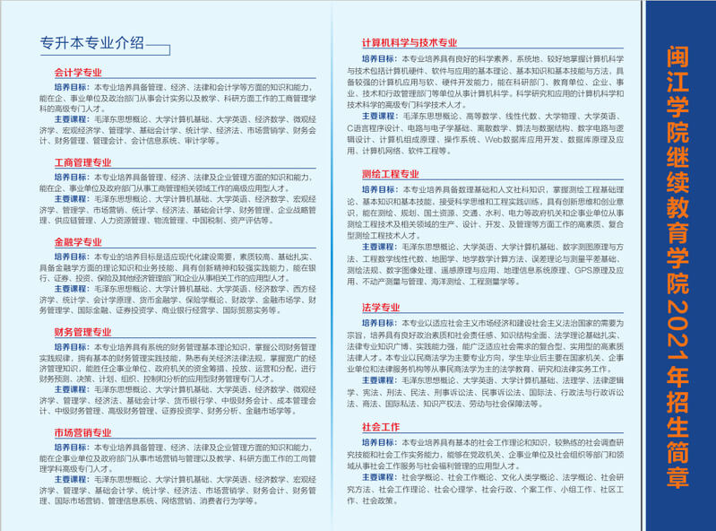 2021年闽江学院成考招生简章